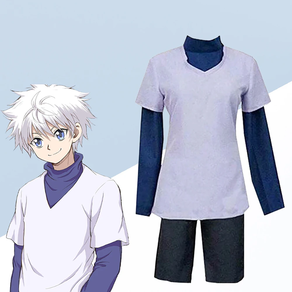 

Hunter X Hunter Killua Zoldyck Cosplay Costume Halloween Christmas Party Cosplay Suit Shirt Short Men Women Halloween Outfits