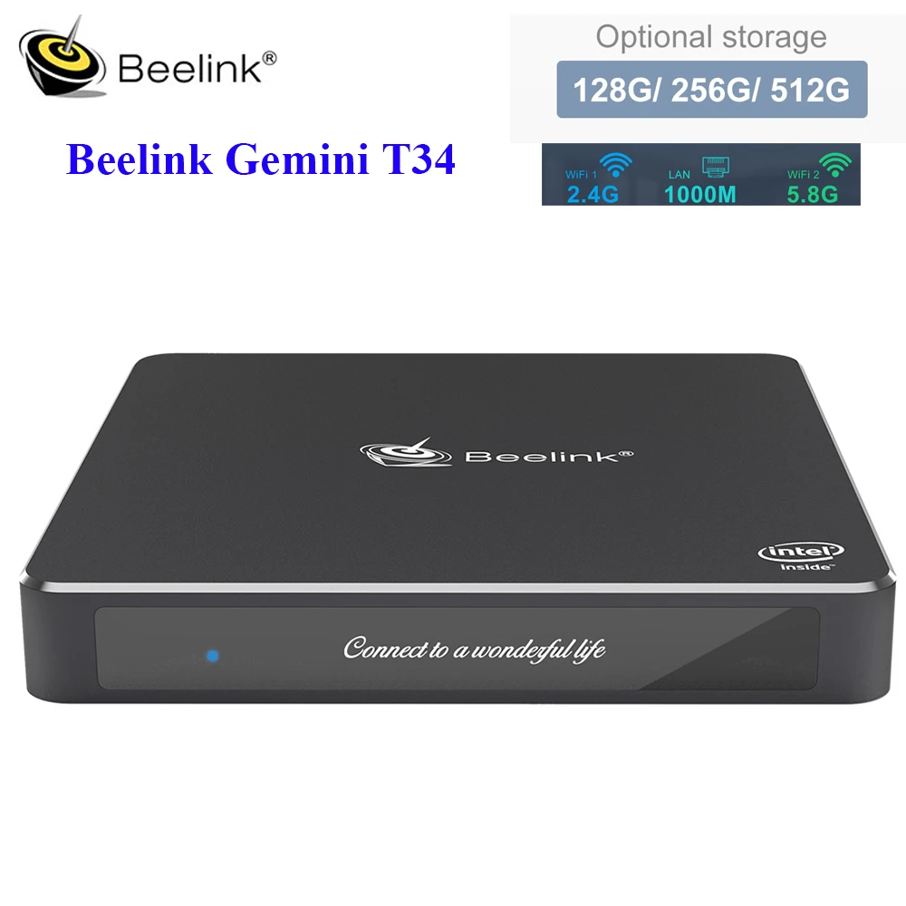 Мини ПК Beelink Gemini T34 Apollo Lake J3455 2 4 ГГц + 5 8 Wi Fi 1000 Мбит/с USB3.0 Bluetooth 0 поддержка двойного