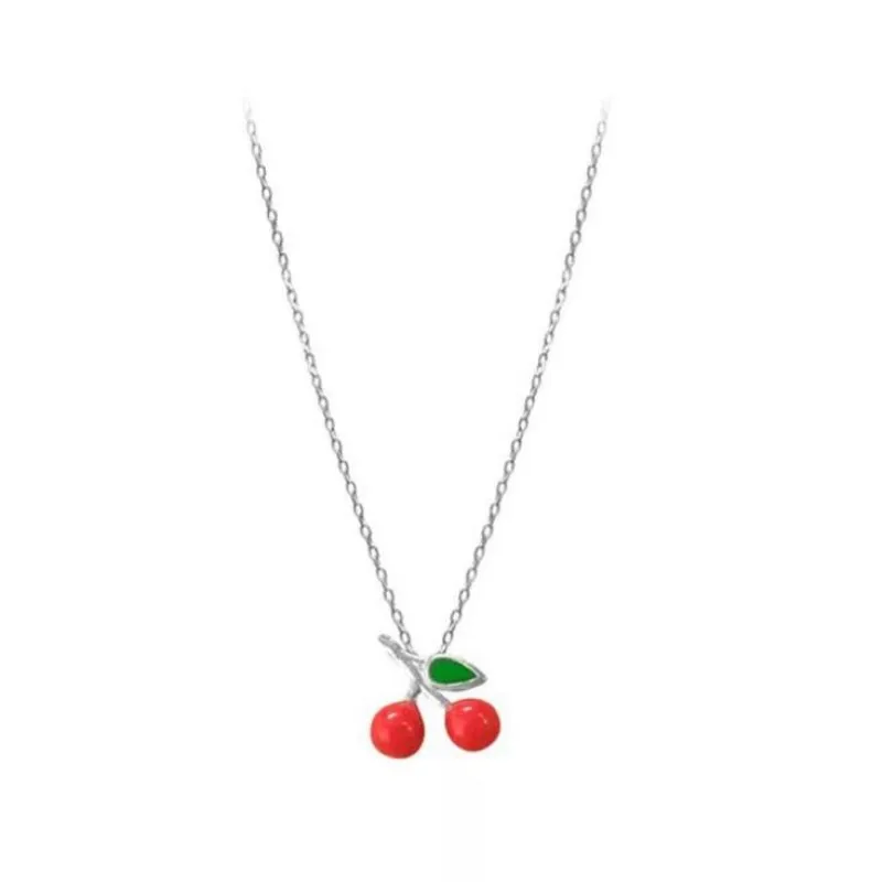 

Korean Fasion Fruit Female Exquisite 925 Sterling Silver Jewelry Cherry Clavicle Chain Female Temperament Pendant Necklaces N139