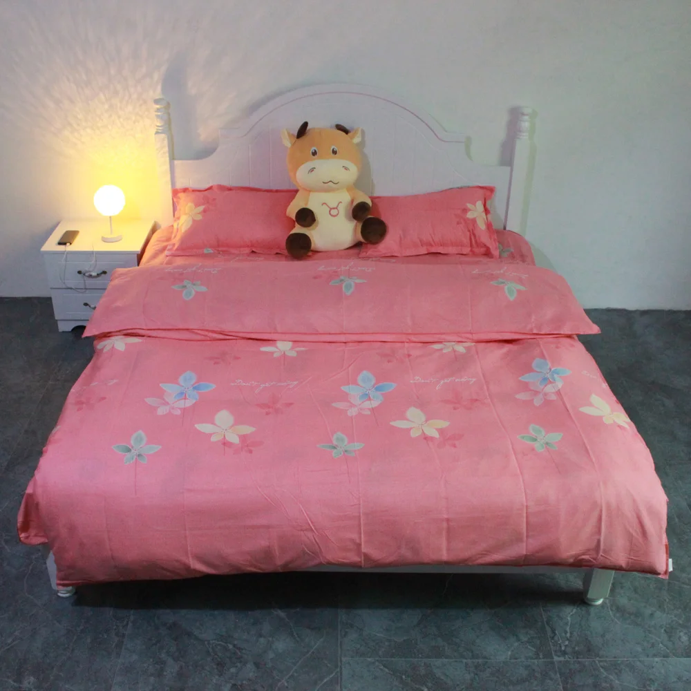

Home Textile Red Cute Flowers Soft Simple Duvet Cover Pillow Case Bed Sheet Kid Teen Girl Bedding Covers Set King Queen Twin