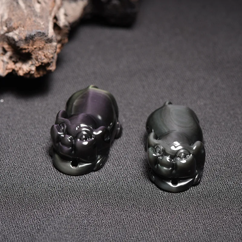 LETSFUN натуральный Полный Золотой обсидиан винтажный Дракон драгоценный камень