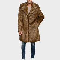autumn and winter parka overcoat mens long sleeve lapel faux fur coat thick warm mens faux fox fur jacket