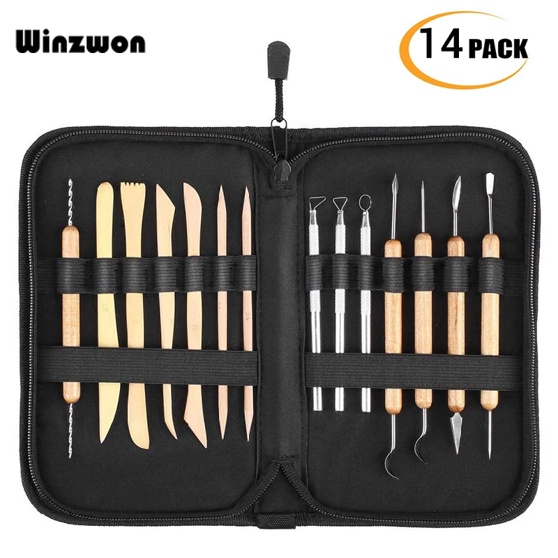 14 шт. Керамика Полимерная глина инструменты деревянная ручка резьба керамика