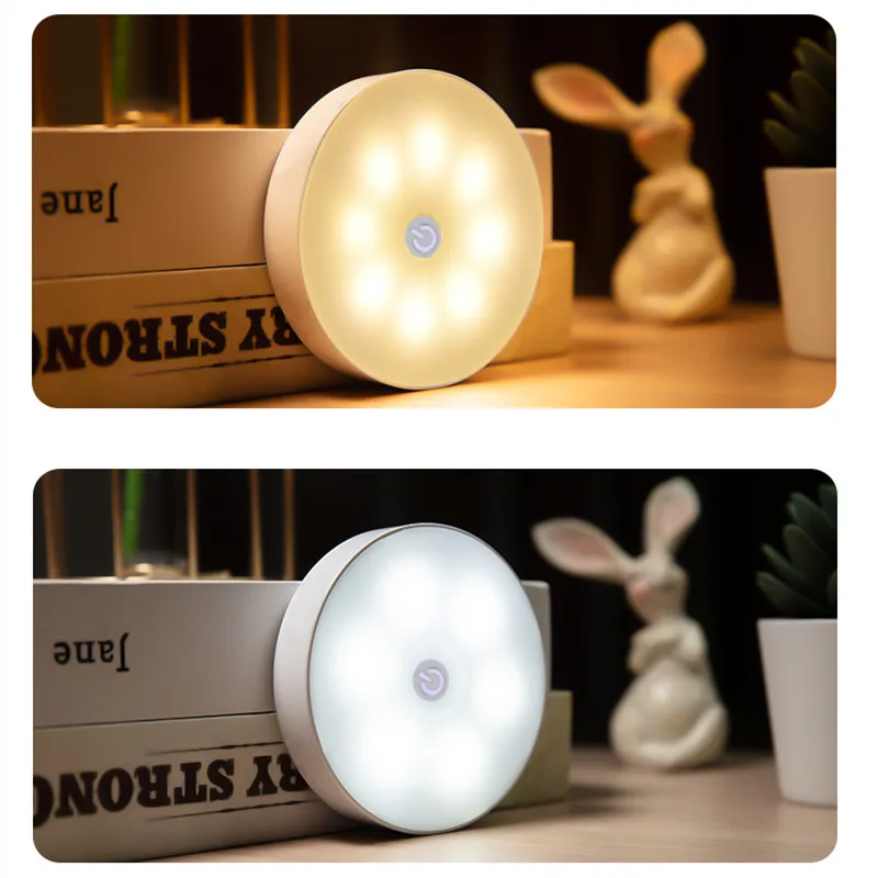 

Светодиодный светильник MGTA06, мини-светильник с круглым датчиком движения, для детской, спальни, прикроватной тумбочки, кухни, лестницы, наст...