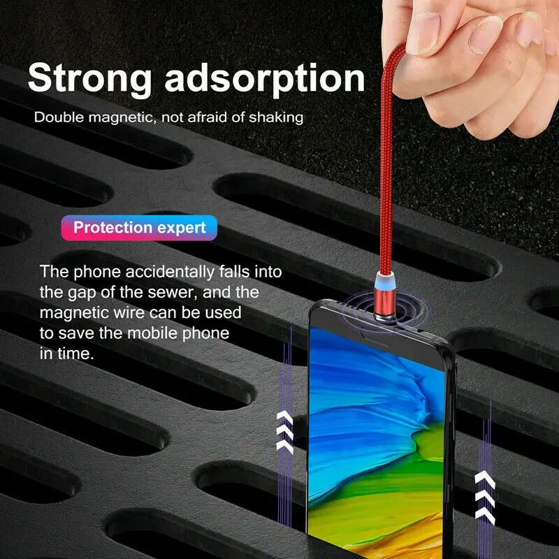 

UGI 3A Magnetic Fast Charging Cable Micro USB Cable For Samsung Android Mobile Phone USB Type C Cable Magnet Charger Wire Cord