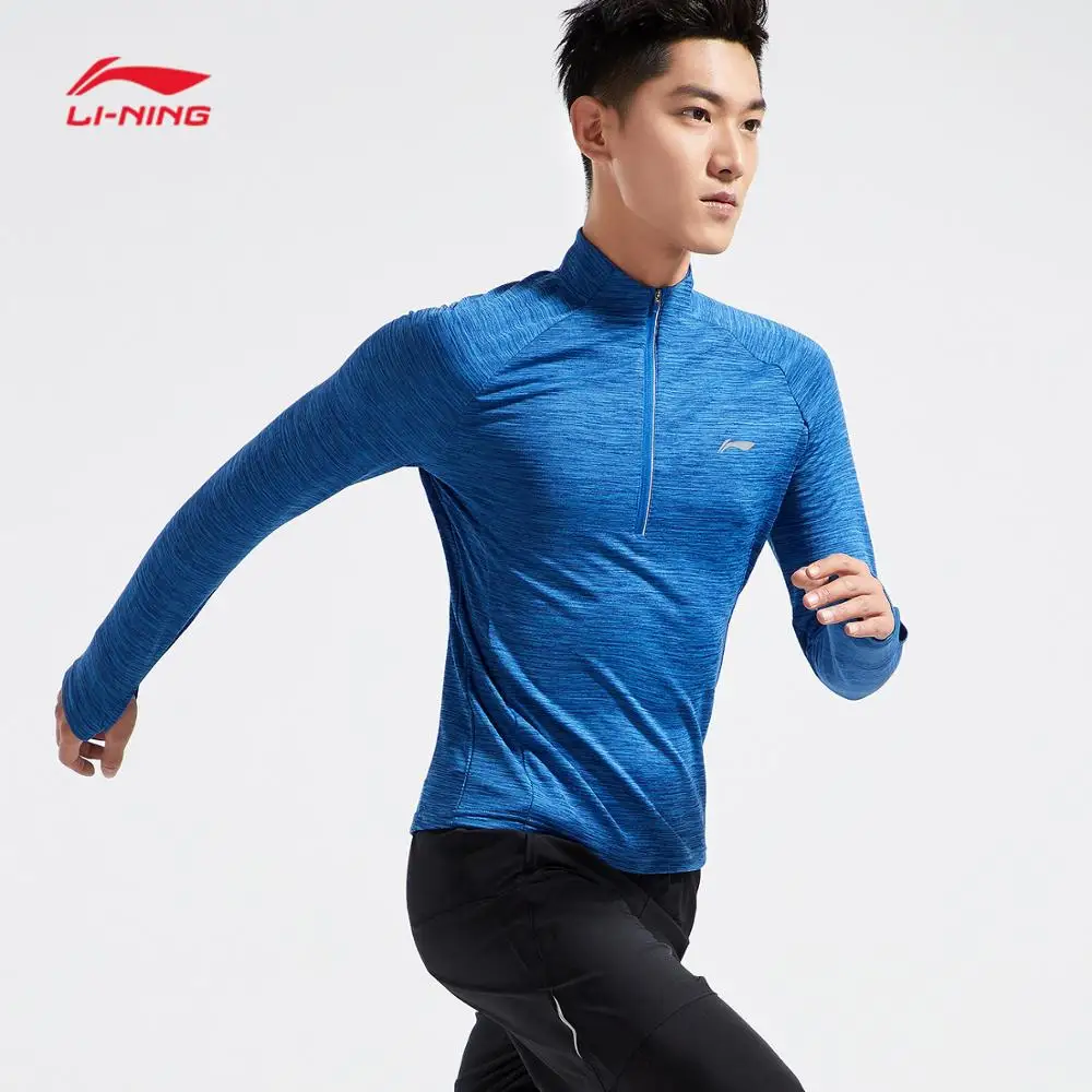 Li-Ning Мужская футболка для бега с длинным рукавом, облегающая, теплая, оболочка, 95% полиэстер, 5% спандекс, подкладка, спортивные топы ATLN147 MTL997