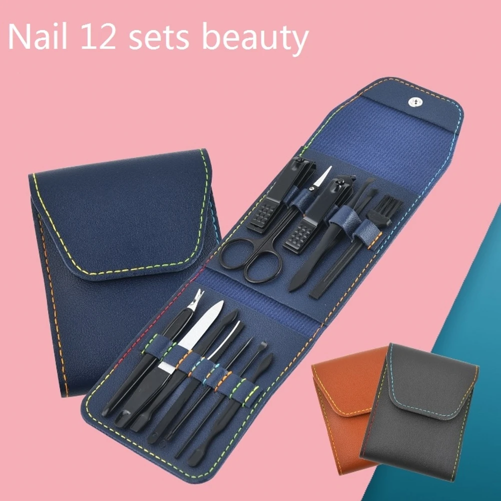 

12 Pcs of Beauty Nail Clipper Set Nail Clippers Pedicure Knife Eyebrow Trimmer Dead Skin Pusher Manicure Make Tool