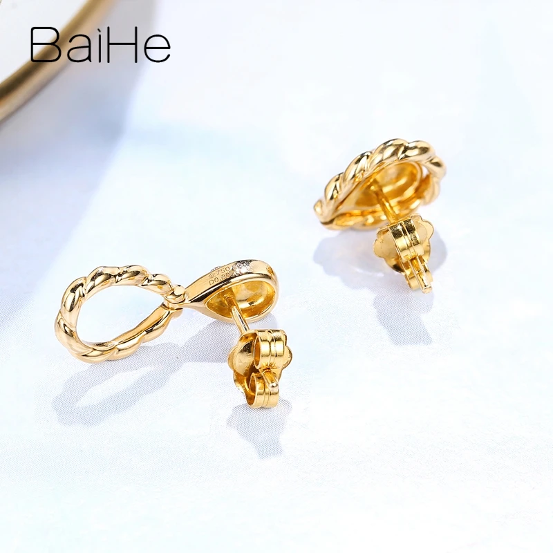 BAIHE Твердые 14 к желтое золото 0.19ct H/SI натуральные бриллианты трендовые ювелирные