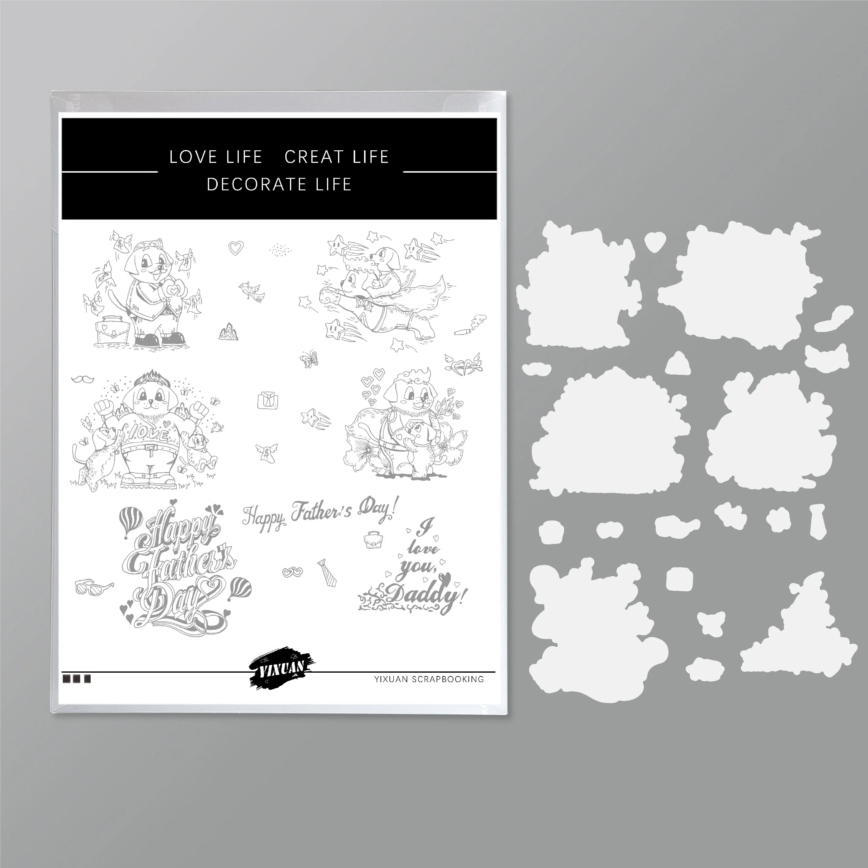 

YIXUAN Father Puppy Metal Cutting Dies and Stamps For DIY Craft Making Decoration Greeting Card and Scrapbooking Album