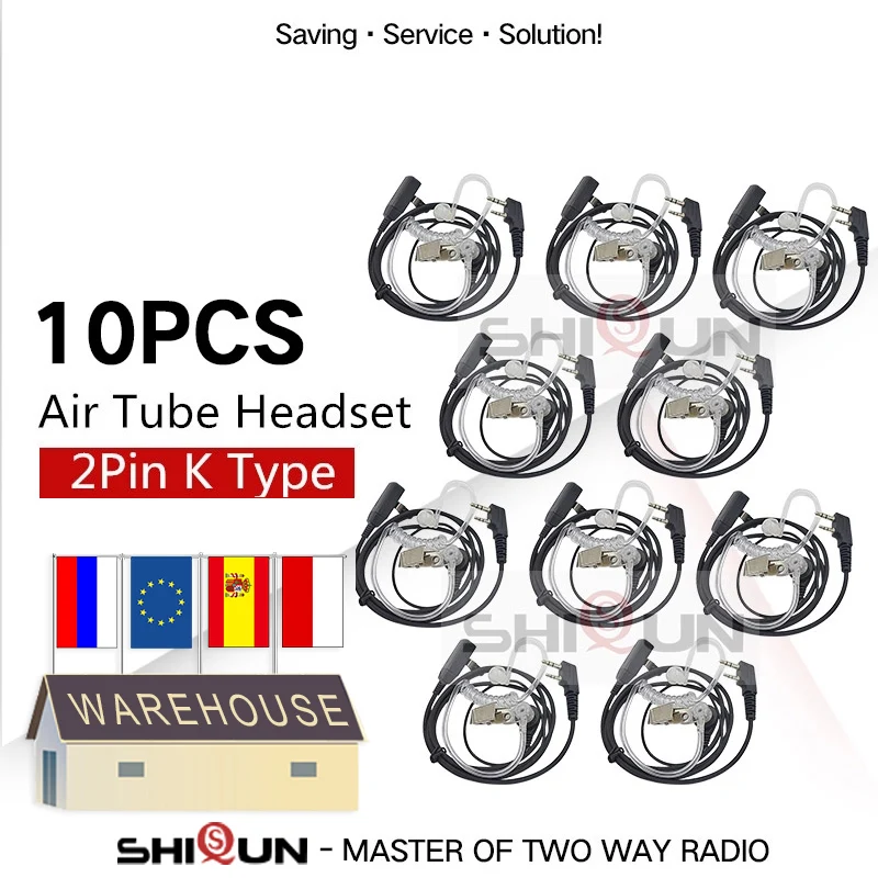 

10PCS Air AcousticTube Headset Earpiece for Baofeng for Radio Walkie Talkie Headset for 888S UV-5R UV-82 UV-S9 RT22