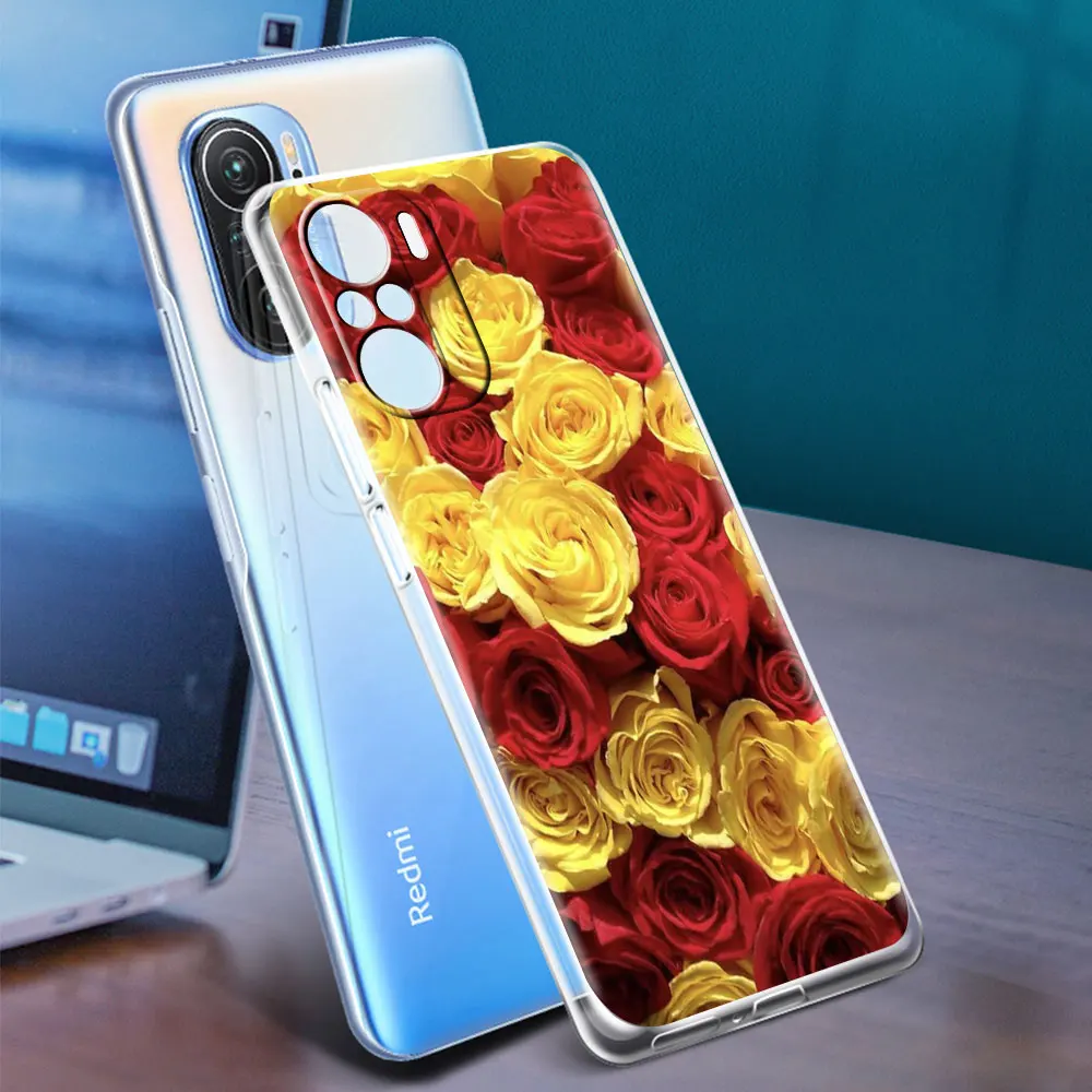 hot sale case for xiaomi redmi note 10 9 8 pro 9s 7 10s 8t 9c 9a 8a 9t 7a k40 k20 clear soft phone cover red rose flower fundas free global shipping