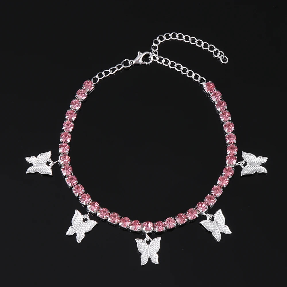 Новые блестящие кубинские звенья браслет с бабочкой Золотые кристаллы подвески