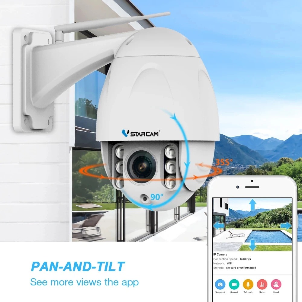 Беспроводная скоростная купольная IP камера VStarcam PTZ наружная 1080P HD 4X зум сетевая видеонаблюдения Wi fi|ip camera outdoor
