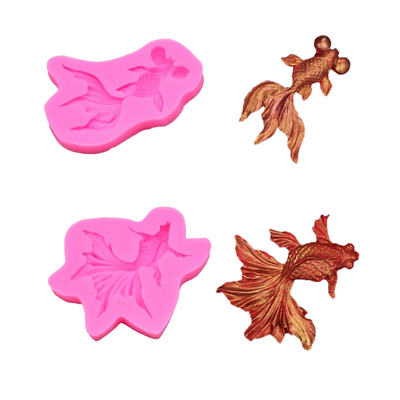 

1pc Ocean series 3D goldfish shaped silica gel mold chocolate fudge cake decoration mold Kitchen Baking tool