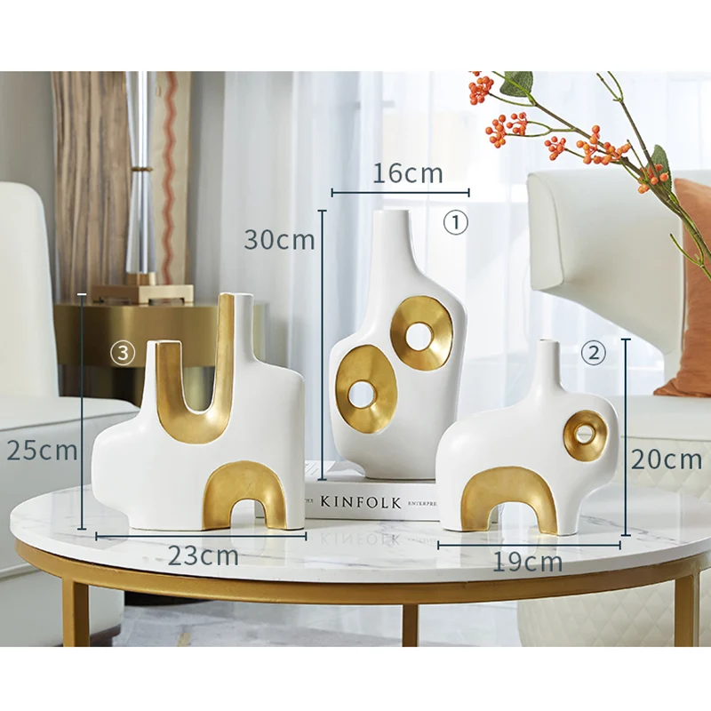 

Ceramic Flower Vase Decoration Dining Table Flower Arrangement Home Ornaments Living Room TV Cabinet Bookcase Luxury Decoration