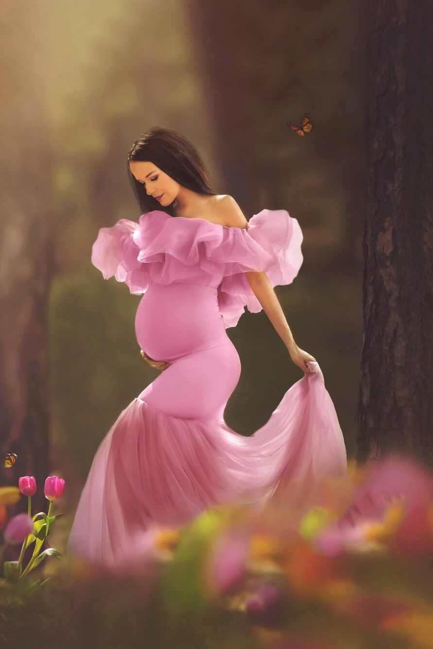 

Pregnant Women Pajam Robe Maternity Photoshoot Dresses Sweep Train Prom Gown Photo Shoot Pregnancy Clothes