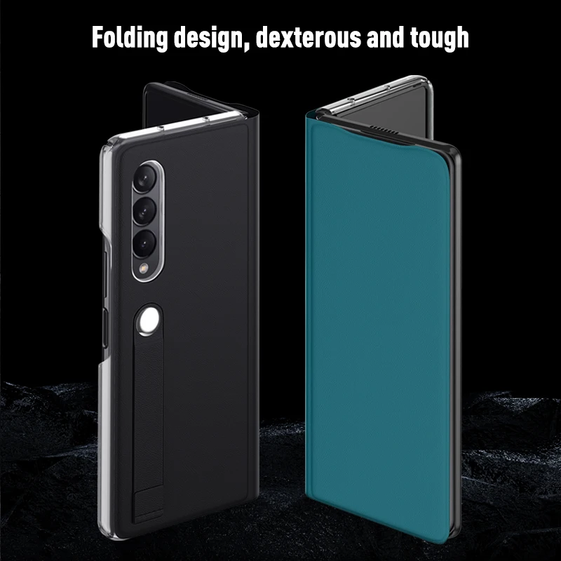 flip leather full protection case for samsung galaxy z fold 3 5g fold3 anti knock cell phone bag funda cover free global shipping