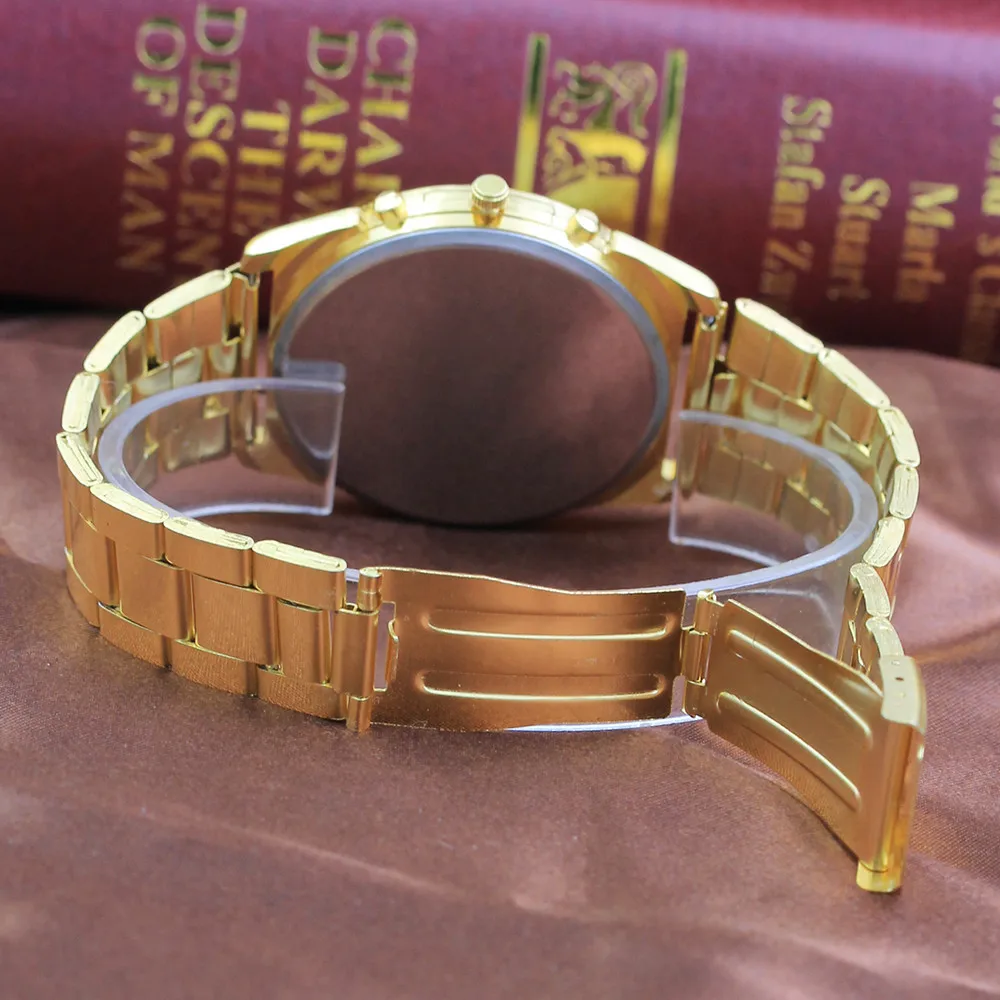 Мужские модные часы с кристаллами и тахиметром стальные шестью контактами