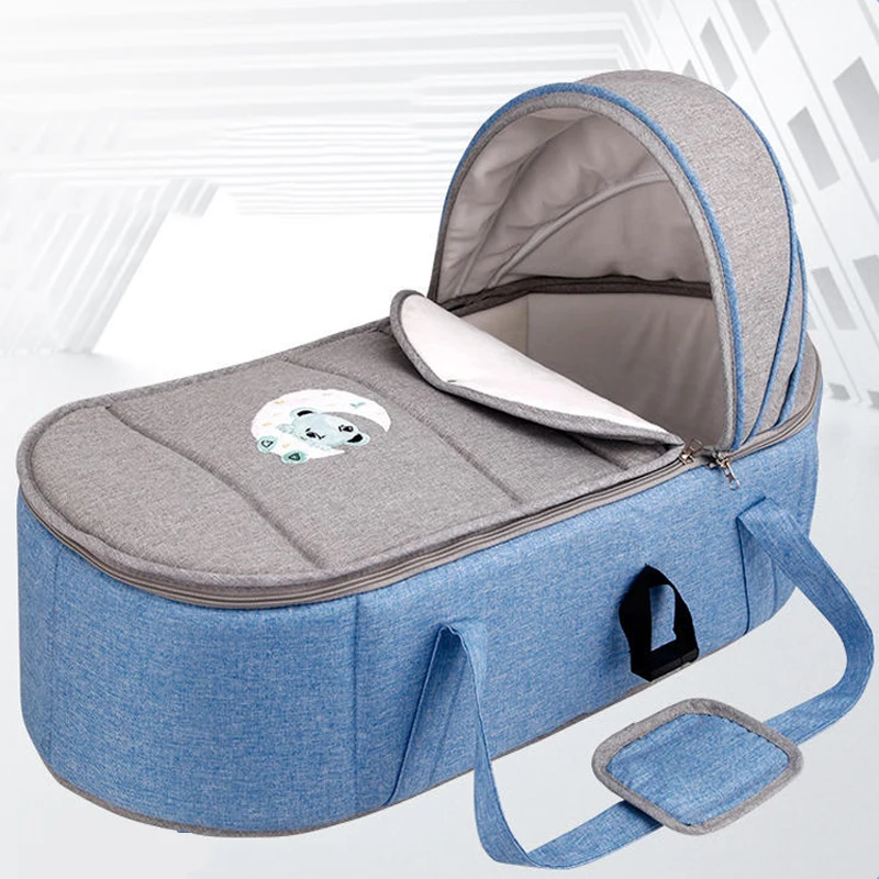 Baby Nest Bed with Bibs Portable Crib Baby Carrier Travel Bed Infant Toddler Cotton Cradle for Newborn Baby Bed Bassinet Bumper