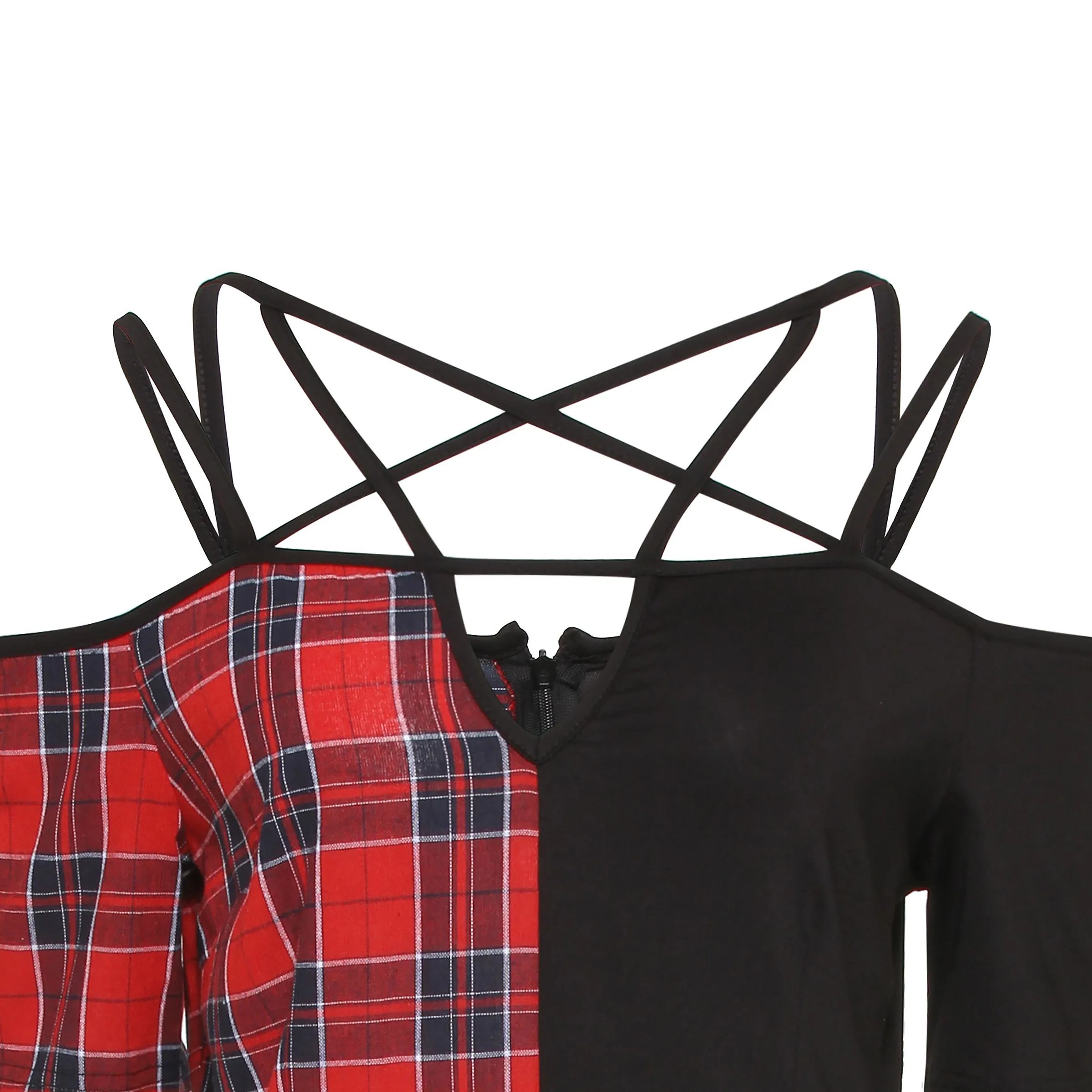 

Fashion Red Plaid Patchwork Summer Short Dress Women A Line Goth Hollow Out Street Club Girl Off Shoulder Sexy Dresses
