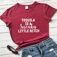 tequila is a sneaky t shirt women short sleeve sarcastic drunk party top tee shirt funny 90s day drinking tshirt