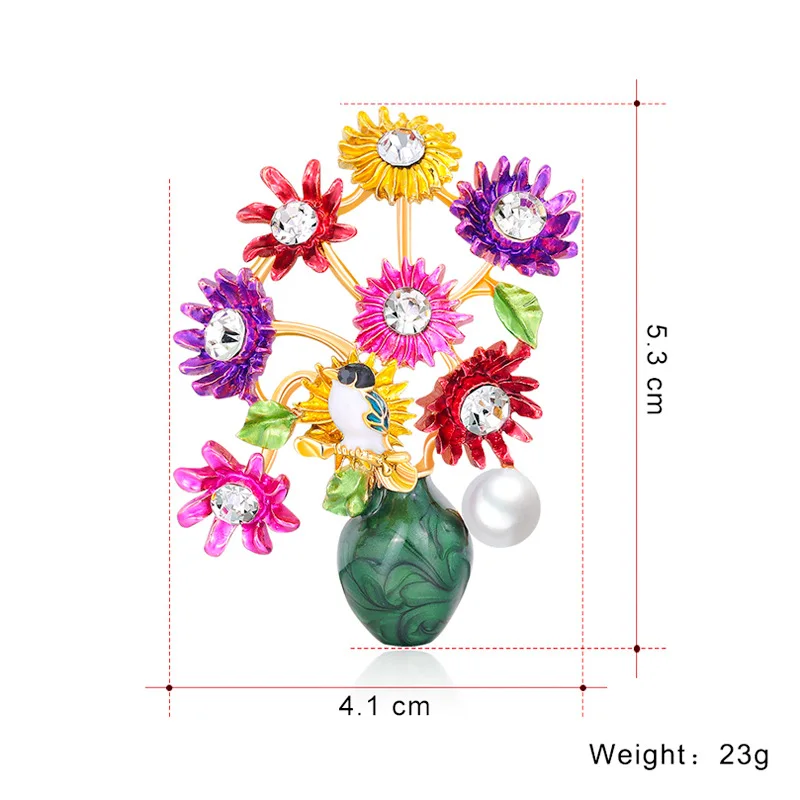 Подсолнух ваза дизайн Винтажная брошь с булавкой элегантный костюм кардиган