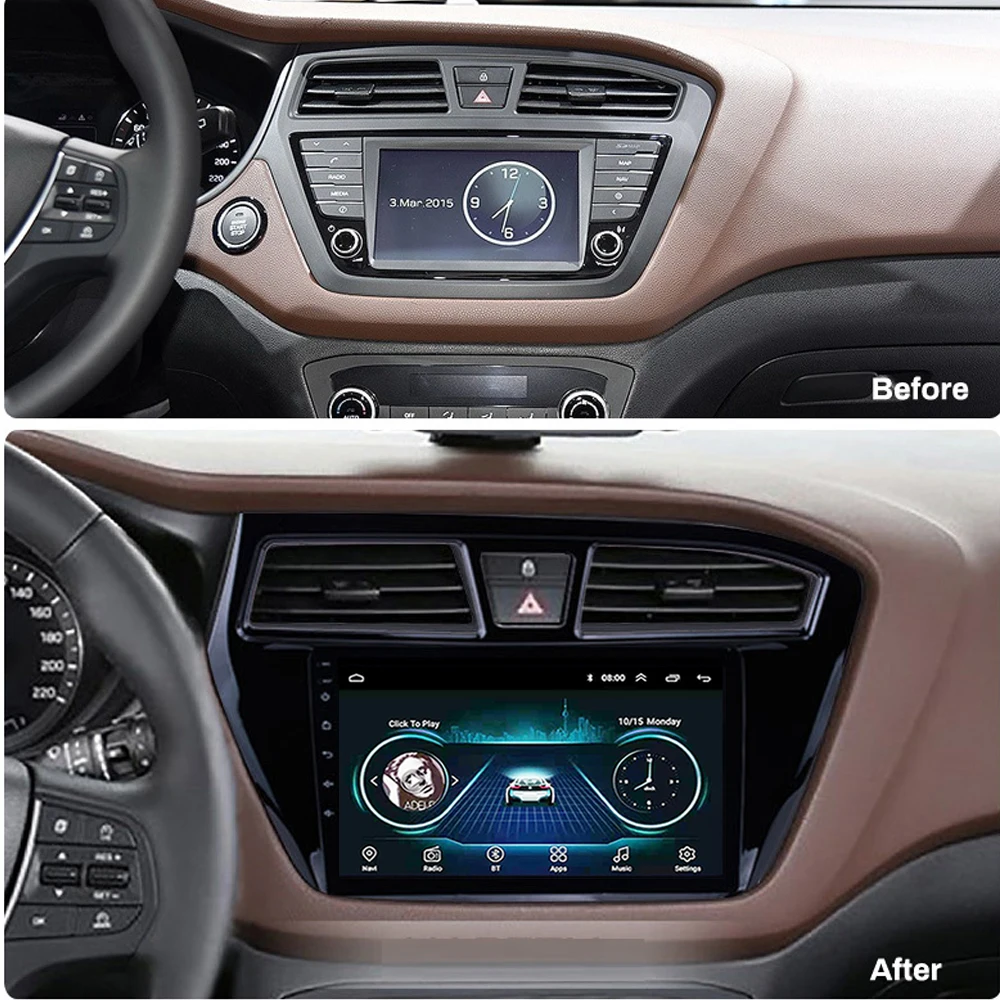 For Hyundai i20 2014-2017 2.5D 9 inch screen 2 Din Android 10 RDS DSP Car GPS Navigation Radio multimedia video Player | Автомобили и
