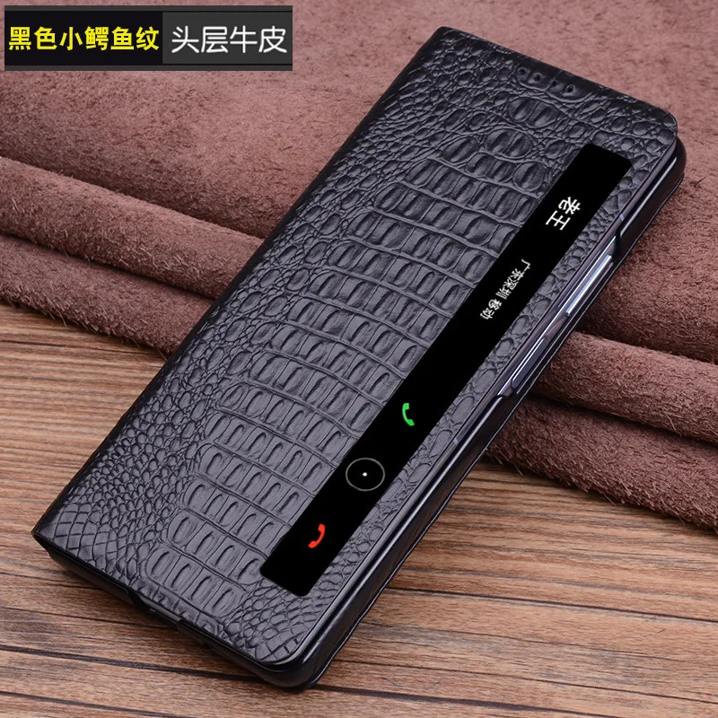 genuine leather flip folding case for huawei mate x2 5g case for huawei matex2 phone case smart windlows kickstand case free global shipping