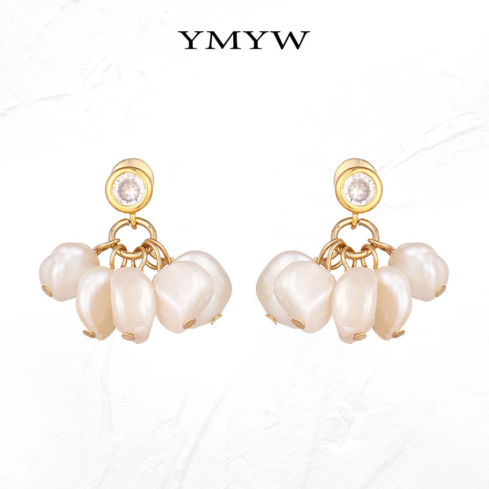 YMYW роскошные барочные жемчужные циркониевые модные маленькие висячие серьги 2019