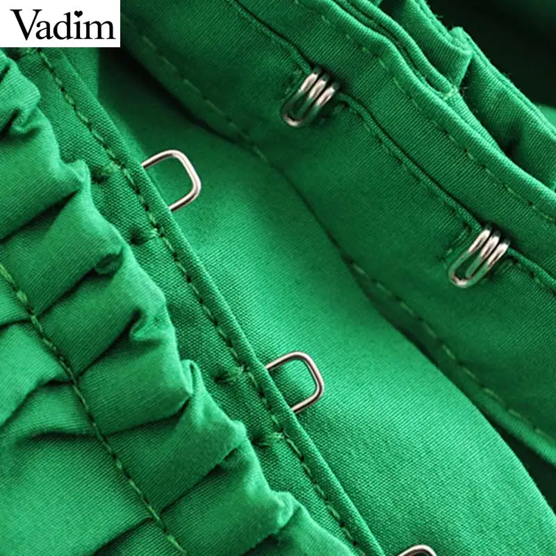 Женский укороченный топ с оборками Vadim зеленая блузка без рукавов v образным