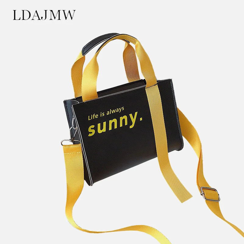 

Chaobao Bag 2020 Summer New Personalized Fashion Fluorescent Small Handbag With Wide Shoulder Strap And Single Shoulder Letter