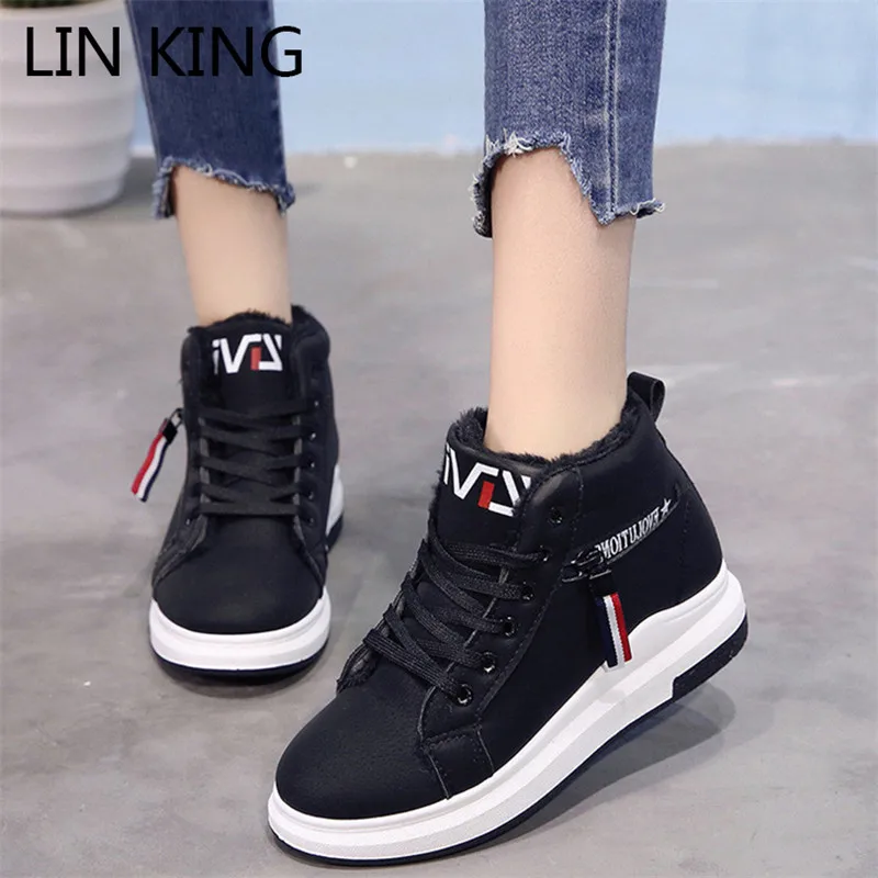 Женские ботинки со шнуровкой и плюшевой подкладкой на платформе|Зимние сапоги| |