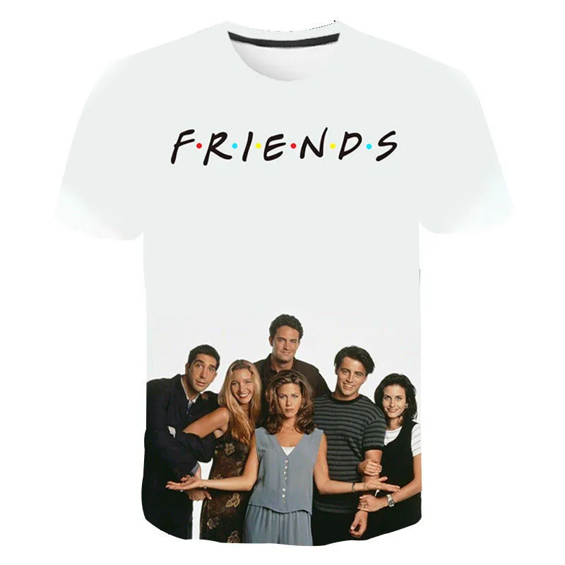 

Летние футболки для ТВ-шоу с надписью Friends, детская модная уличная одежда для мальчиков и девочек, футболка с принтом для друзей, повседневны...