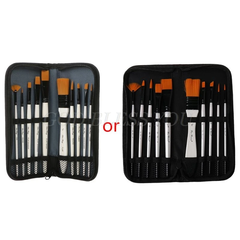 

10Pcs Nylon Hair Art Painting Brushes Set Acrylic Oil Watercolor Artists Paint Brush Set Drawing Supplies Drop Shipping