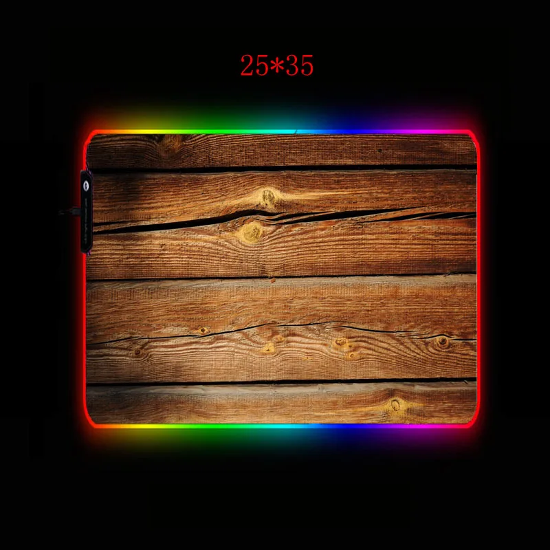 Большой коврик для мыши MRGBEST с коричневой деревянной текстурой RGB игровой