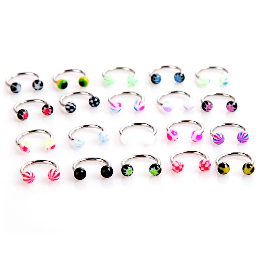 Кольцо в форме подковы для пирсинга уха акриловое ювелирное изделие унисекс 1