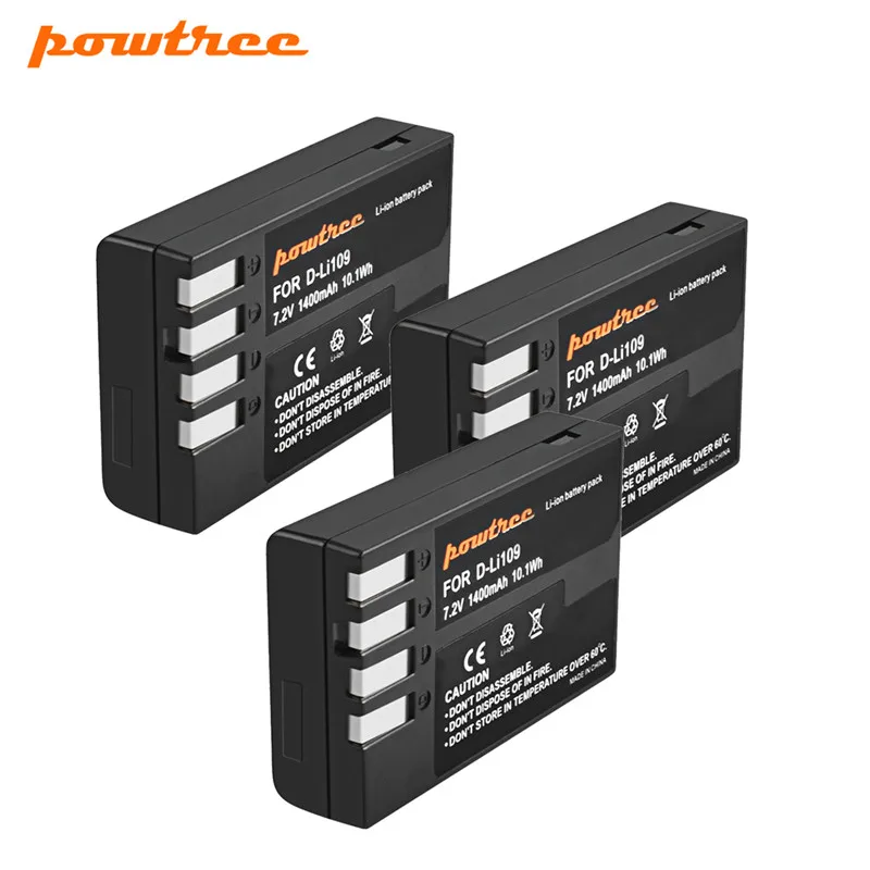 Powtree для PENTAX D LI109 Li Ion DLI109 перезаряжаемая батарея + Автомобильное зарядное