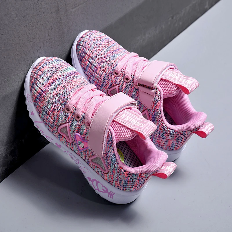 

Girls sports shoes autumn new children double net breathable large children students pink wild children shoes casual 26-37
