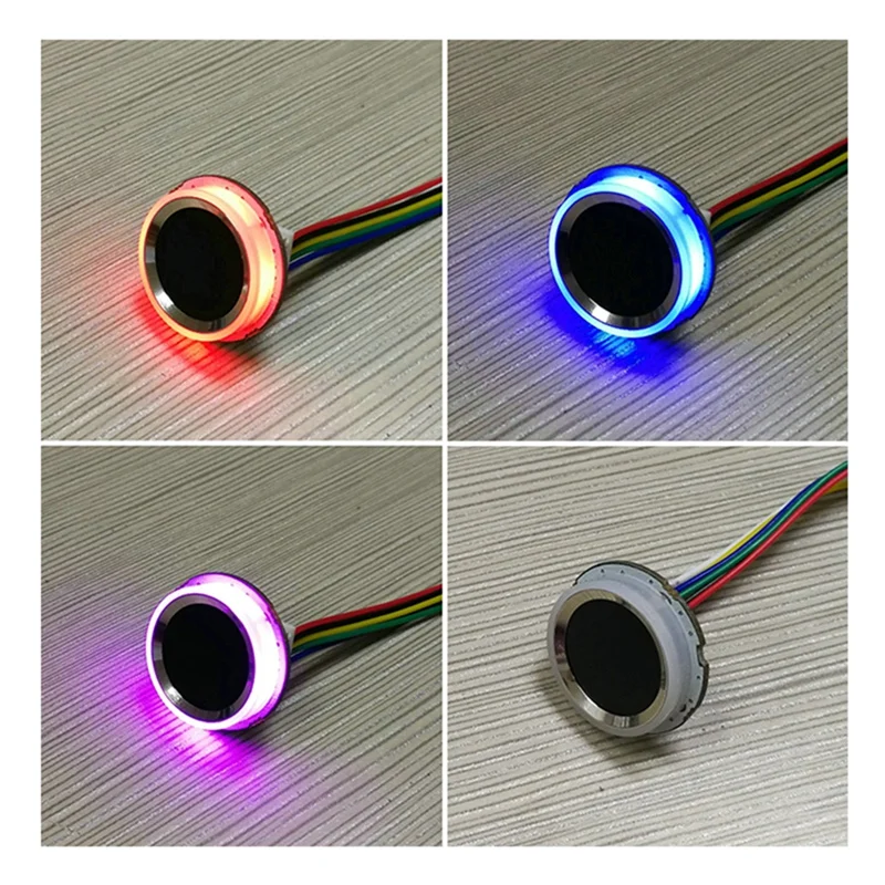 

R502-B Flat Cable Connneor 0.5mm 6Pin Circular Ring LED Control DC3.3V Capacitive Fingerprint Module Sensor Scanner