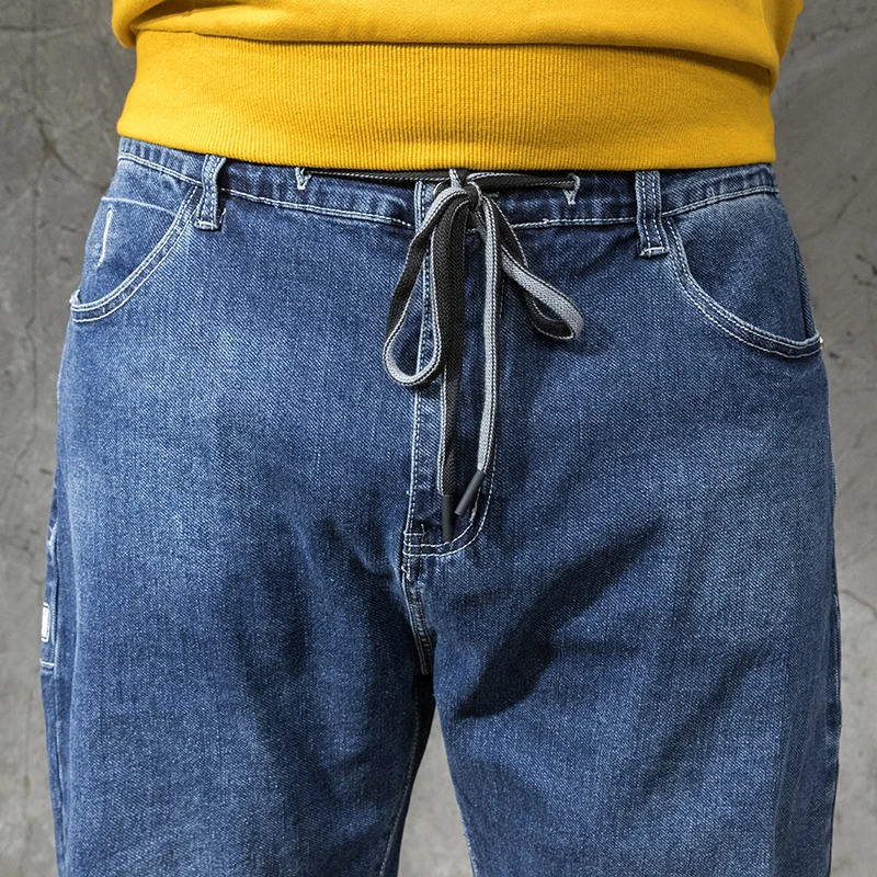 Джинсы мужские свободного покроя Брендовые повседневные брюки султанки из
