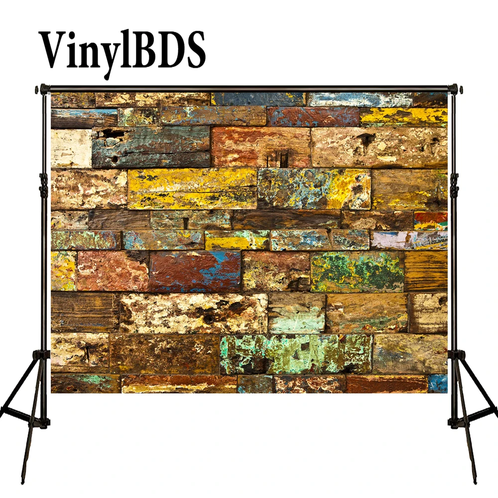 

VinylBDS Newborn Baby Photography Backgrounds Colour Brick Wall Backdrops Dark Wood Texture Floor Backdrop For Photo Studio