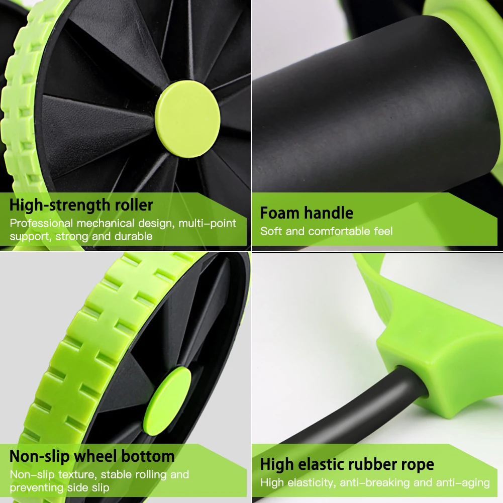 

High Quality AB Wheels Roller Stretch Elastic Abdominal Resistance Pull Rope Tool AB roller Abdominal muscle trainer exercise
