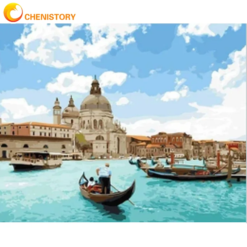 

CHENISTORY Frame Painting By Number For Adults Venice Drawing Coloring By Numbers Modern Wall Art Picture For Home Decors