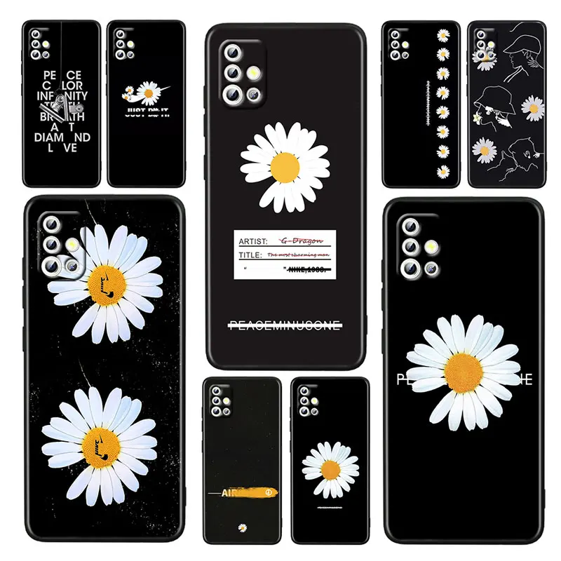 

Korea chrysanthemum Soft Shockproof Black Phone Case For Samsung Galaxy A52S 5G A71 A51 A32 5G A12 A21S A31 A41 Capa