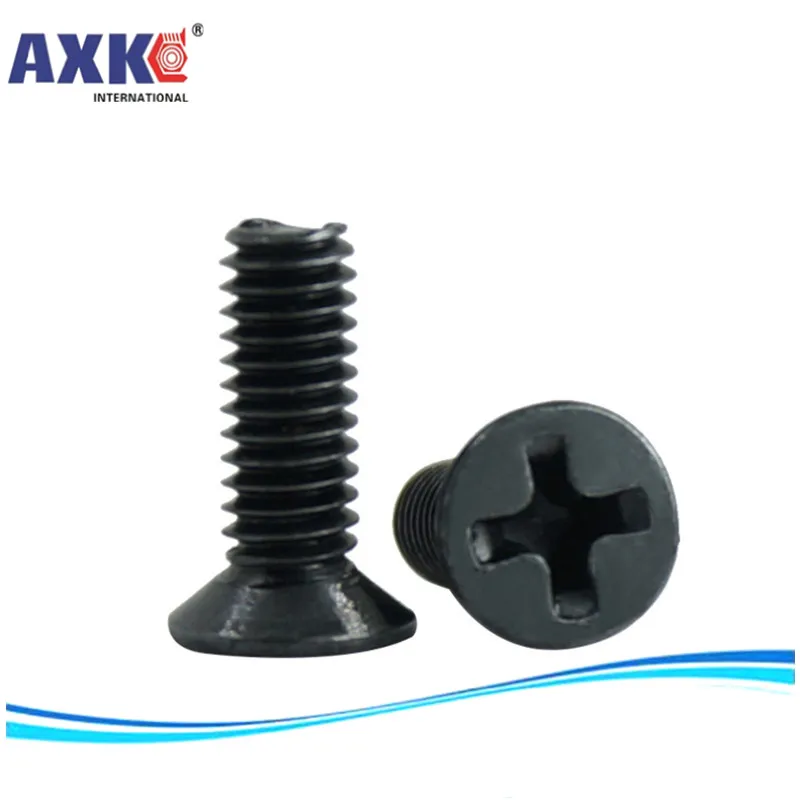 AXK M1.2 M1.4 M1.7 M2 M2.3 M2.6 M3 Philips саморезы с потайной плоской головкой черные КБ