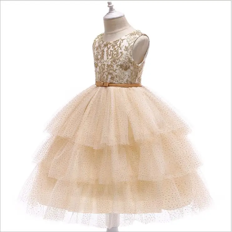 Платья для девочек детское рождественское платье с надписью cup cake золотистая