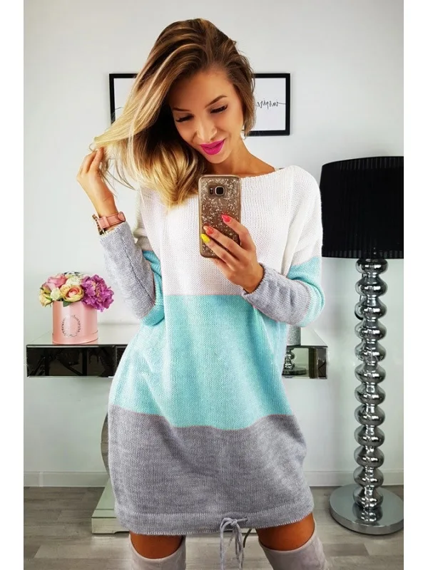 Платье-Свитер для беременных женская одежда 2018 полосатые платья с длинным