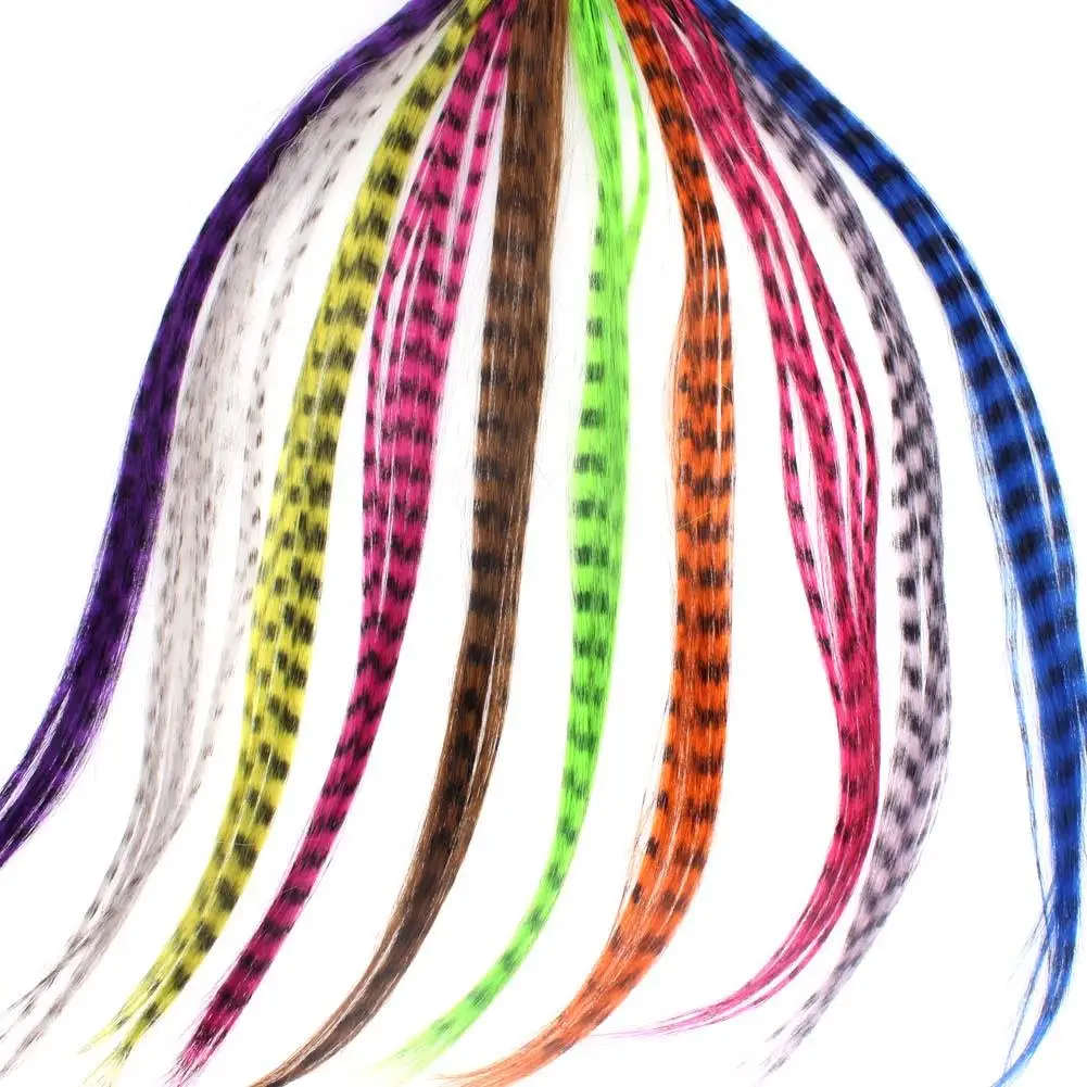 50 шт. Duurzaam Grizzly Synthetische Feather Levendige Kleuren Voor наращивание волос Kleur Veer Steil Haar Stijl|Перо| |