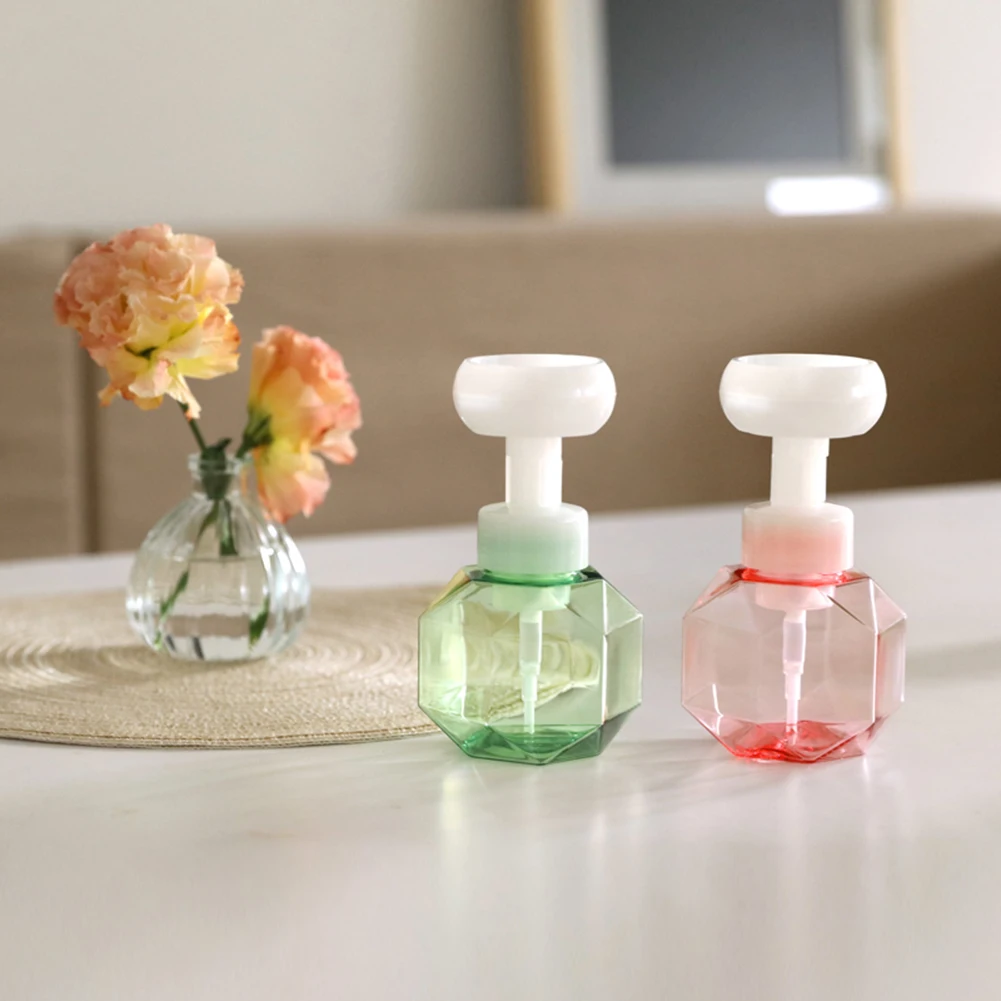 

300mlFlower Foam Bottle Soap Dispenser Pump Refillable Hand Soap Clear Bottle 4-color Foaming Pump Home Kitchen Bath Accessories