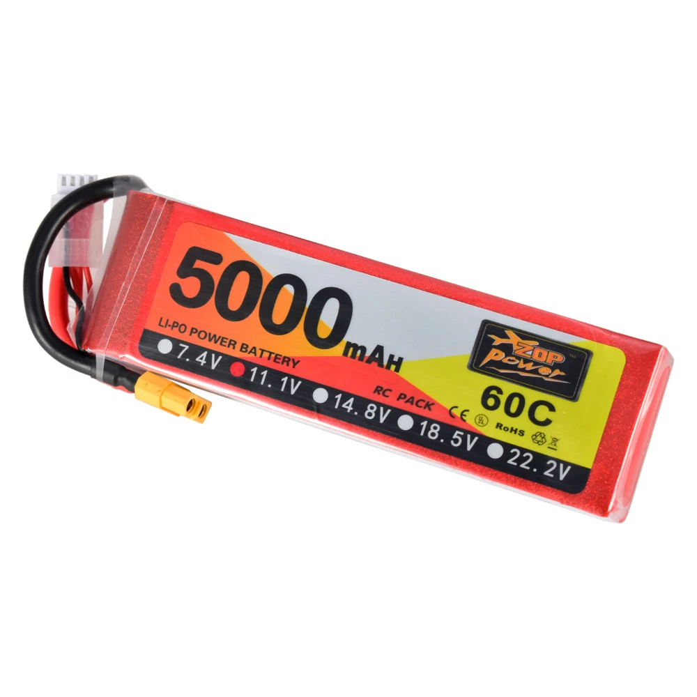 

ZOP Power 11.1V 5000mAh 60C 3S Lipo Battery XT60 Plug For RC Quadcopter Car Airplane Aircraft